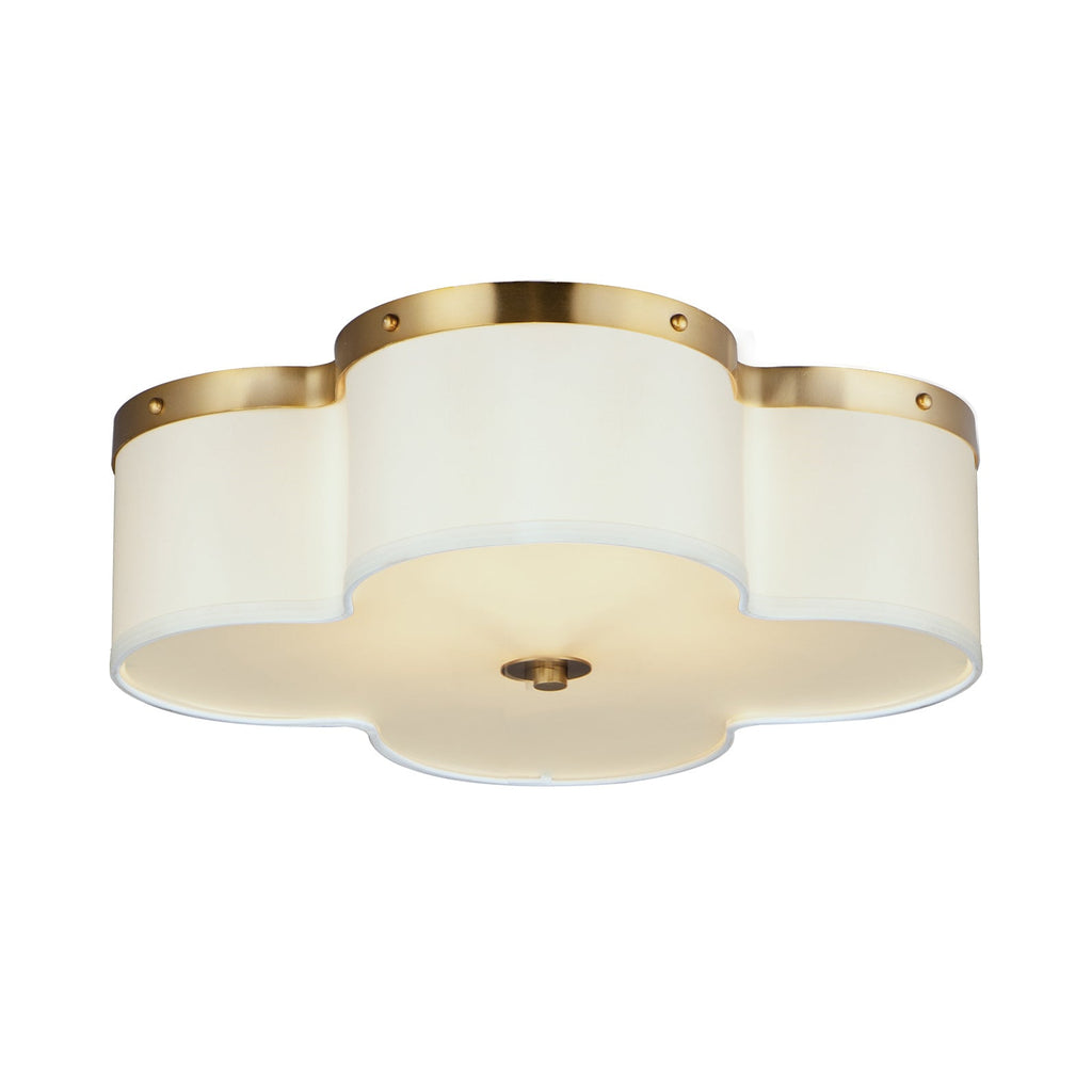 Clover 4-Light Flush Mount in satin brass