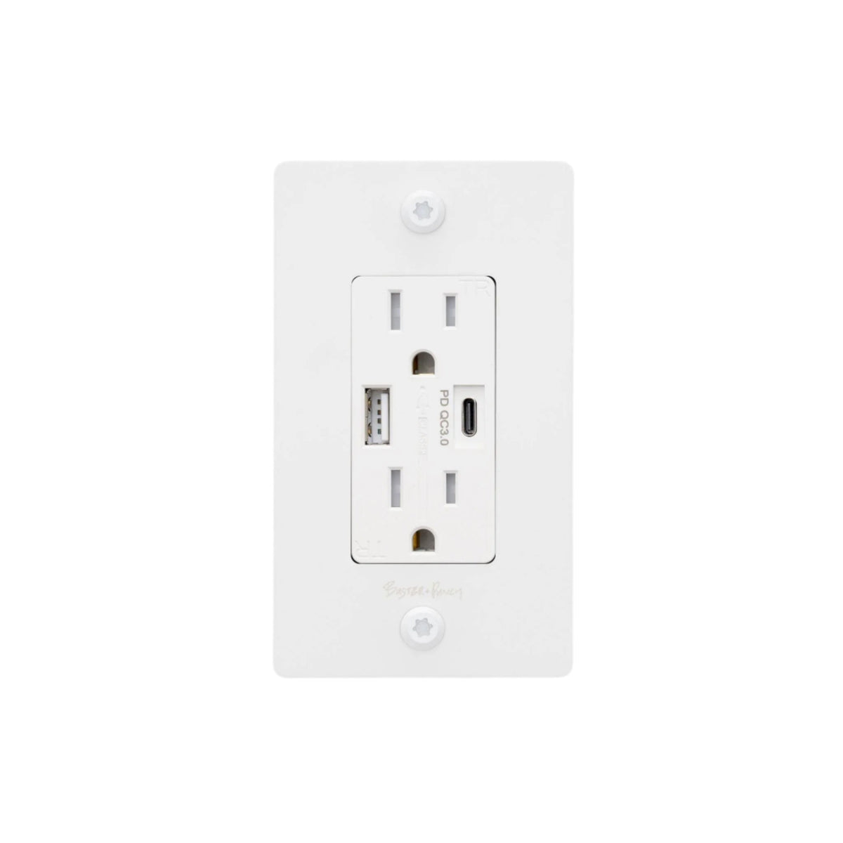 1G Duplex Outlet / Usb A + C / Linear / With Logo / White