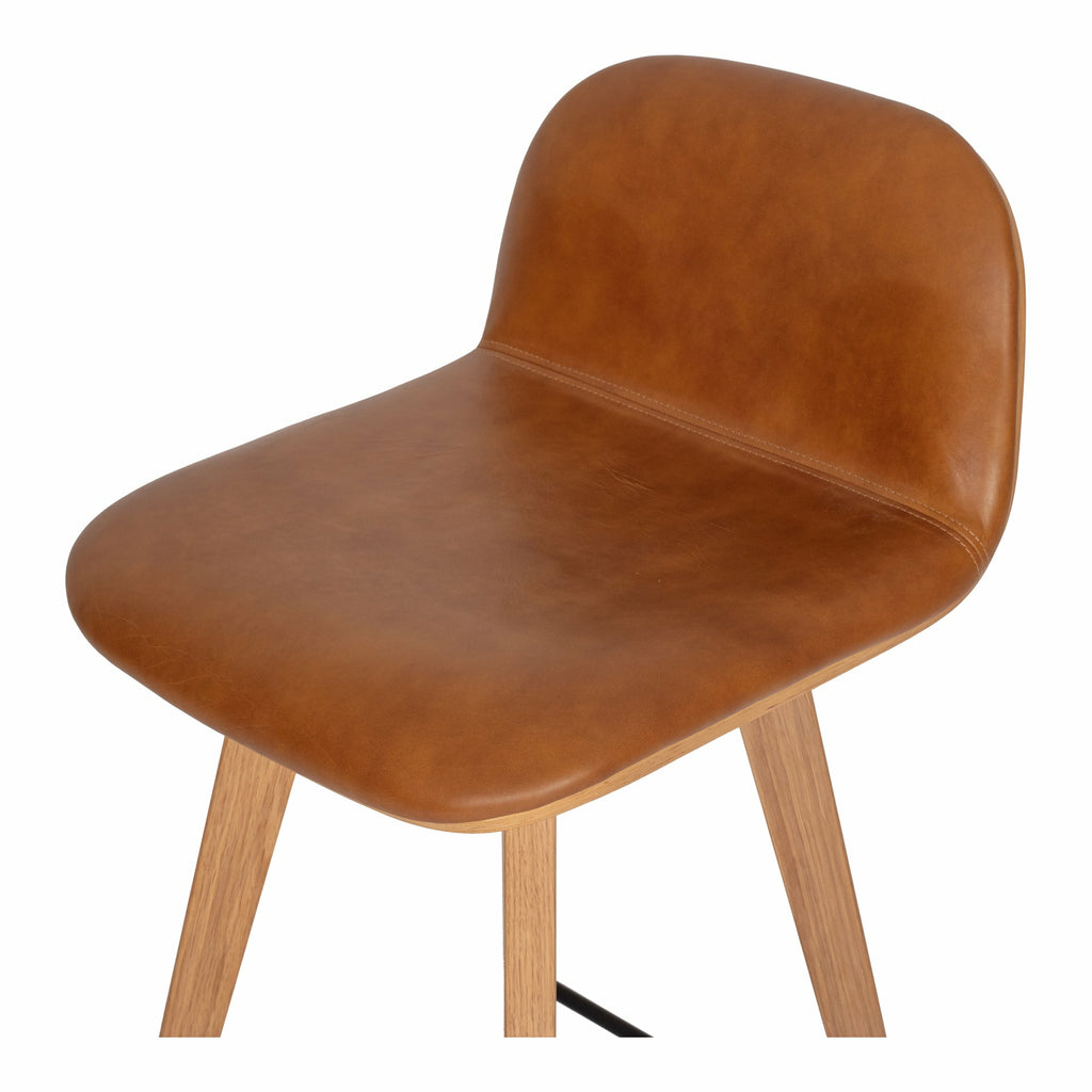 Nadia Leather Barstool Tan