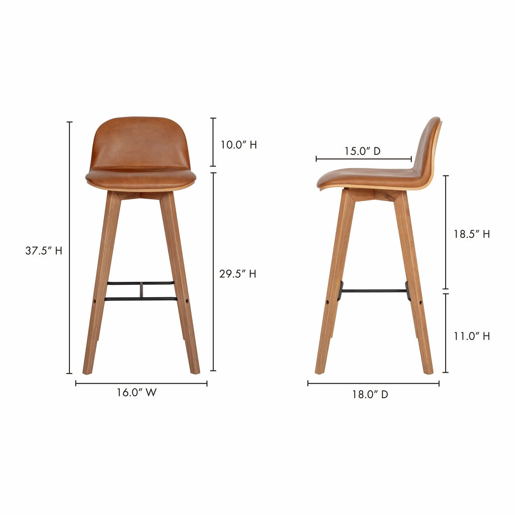 Nadia Leather Barstool Tan